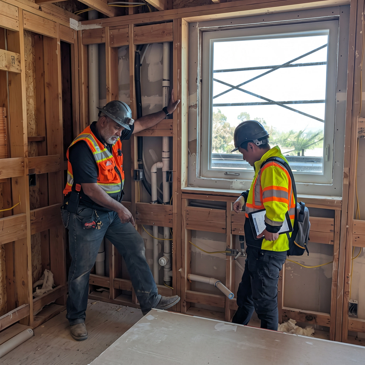Construction team behind the scenes
